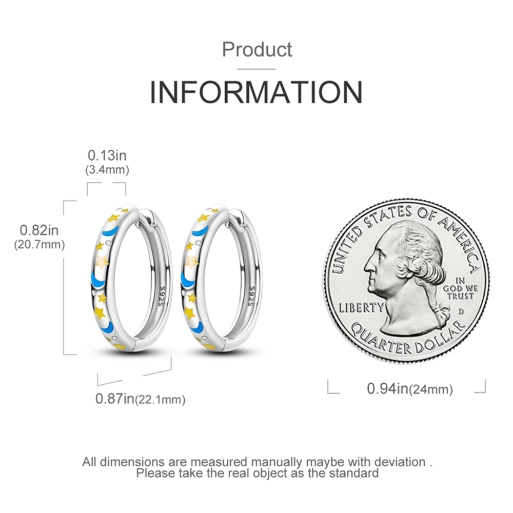 Arete de Plata 925 Modelo Cielo de Noche