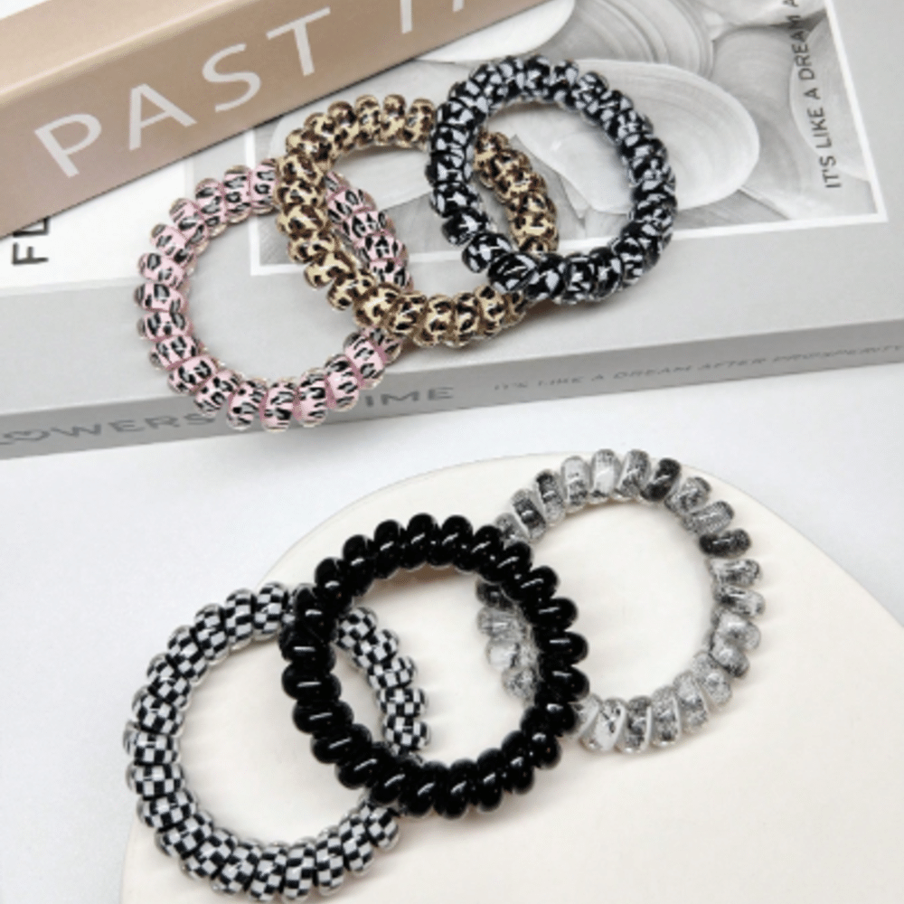 Pack x 6 Piezas de Ligas de Cordón de Leopardo para el Cabello