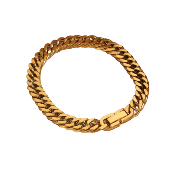 Pulsera Cadena Strong Dorada Bañada En Oro