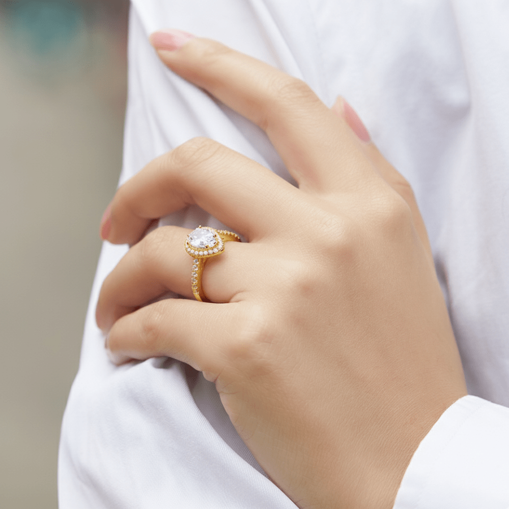 Anillo de Compromiso Afrodita 370 Plata Maciza Bañado en Oro 18k