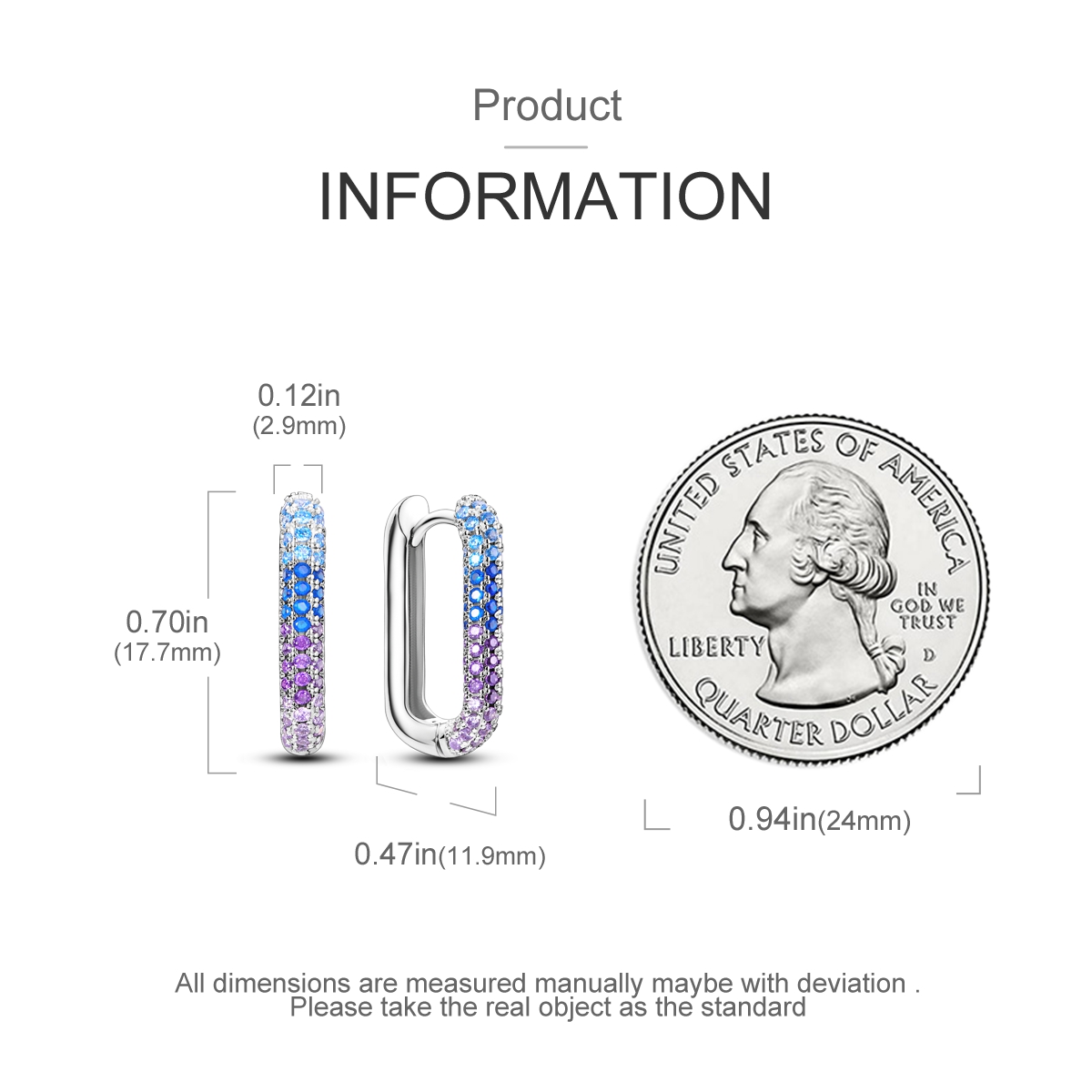 Arete Rectangular de Plata 925 con Gemas de Circón Modelo Hathor