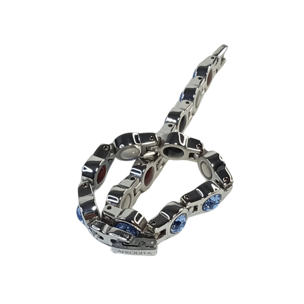 Pulsera Magnética Saludable con Brillantes de Swarovski Light Blue