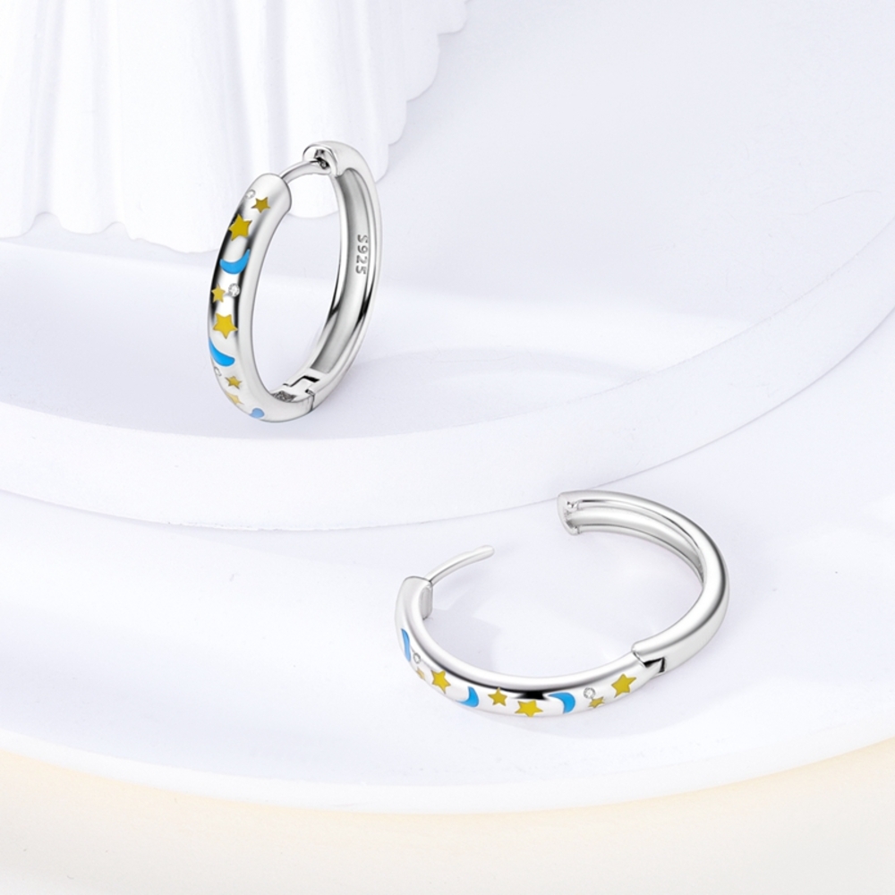 Arete de Plata 925 Modelo Cielo de Noche