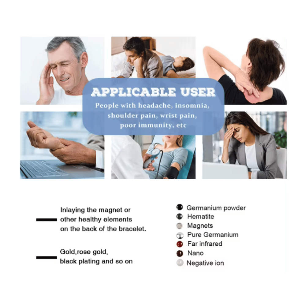 Pulsera Magnética Funcional Titanio Dorado Modelo YSB-158