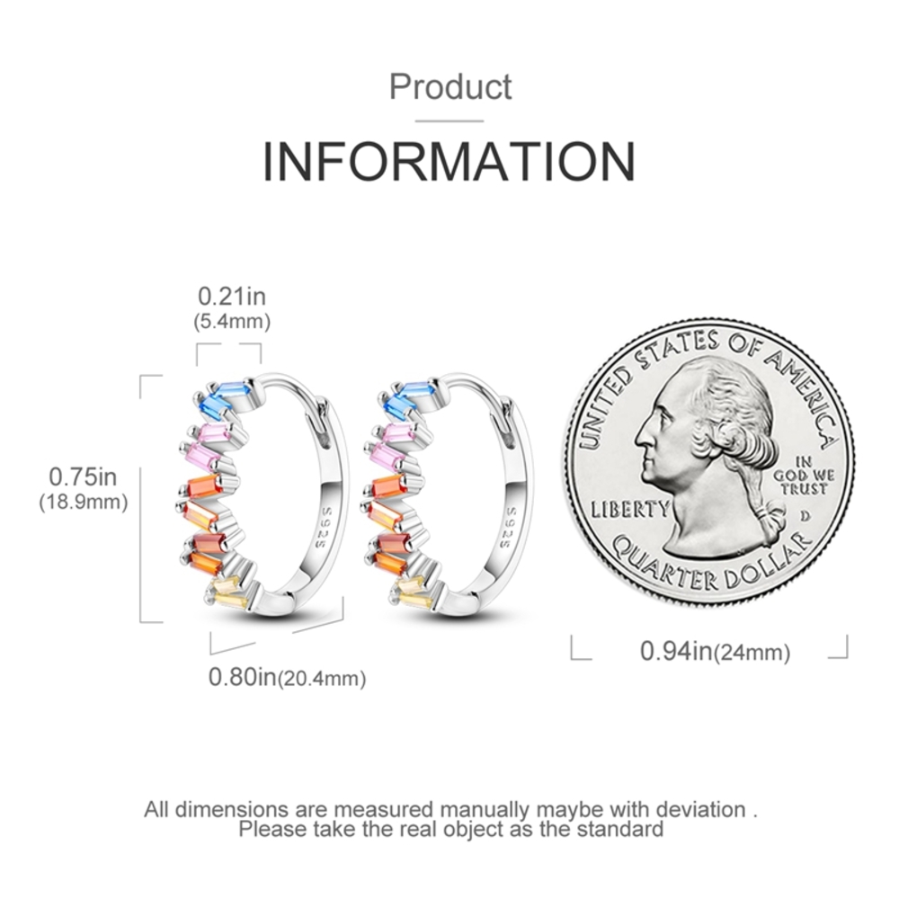 Arete de Plata 925 en forma de Argolla con Gemas Modelo Freya