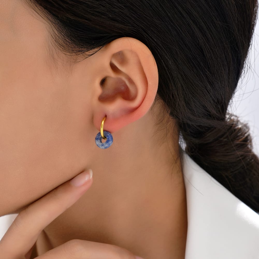 Aretes Marmoleado para Mujer Bañados en Oro 18K