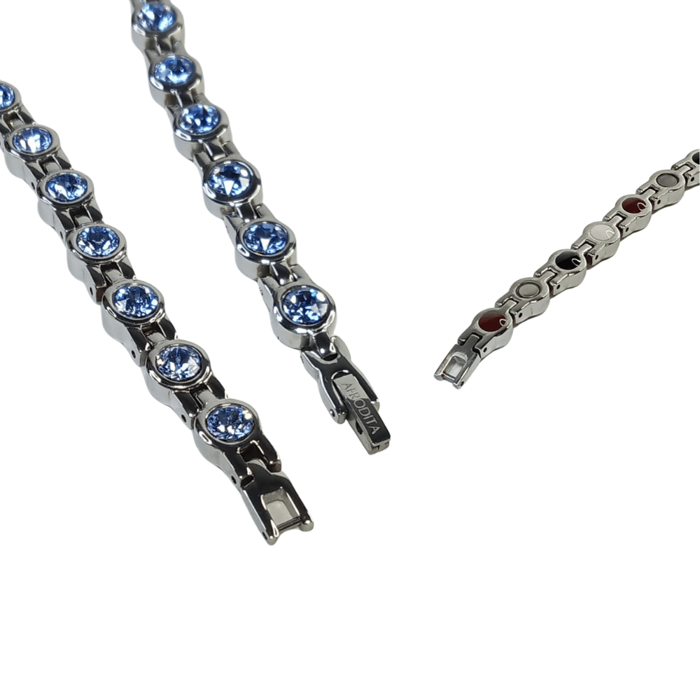 Pulsera Magnética Saludable con Brillantes de Swarovski Light Blue
