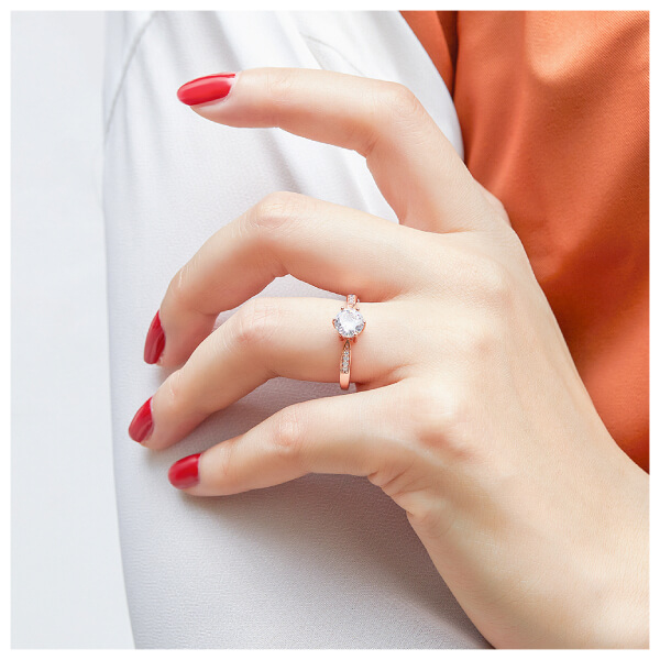 Anillo de Compromiso de Plata Bañado en Oro 18K Modelo 363