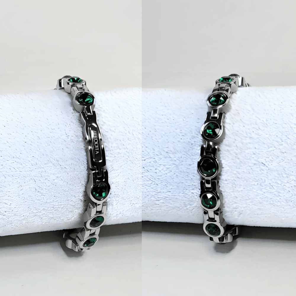 Pulsera Magnética Saludable Con Brillantes de Swarovski Green