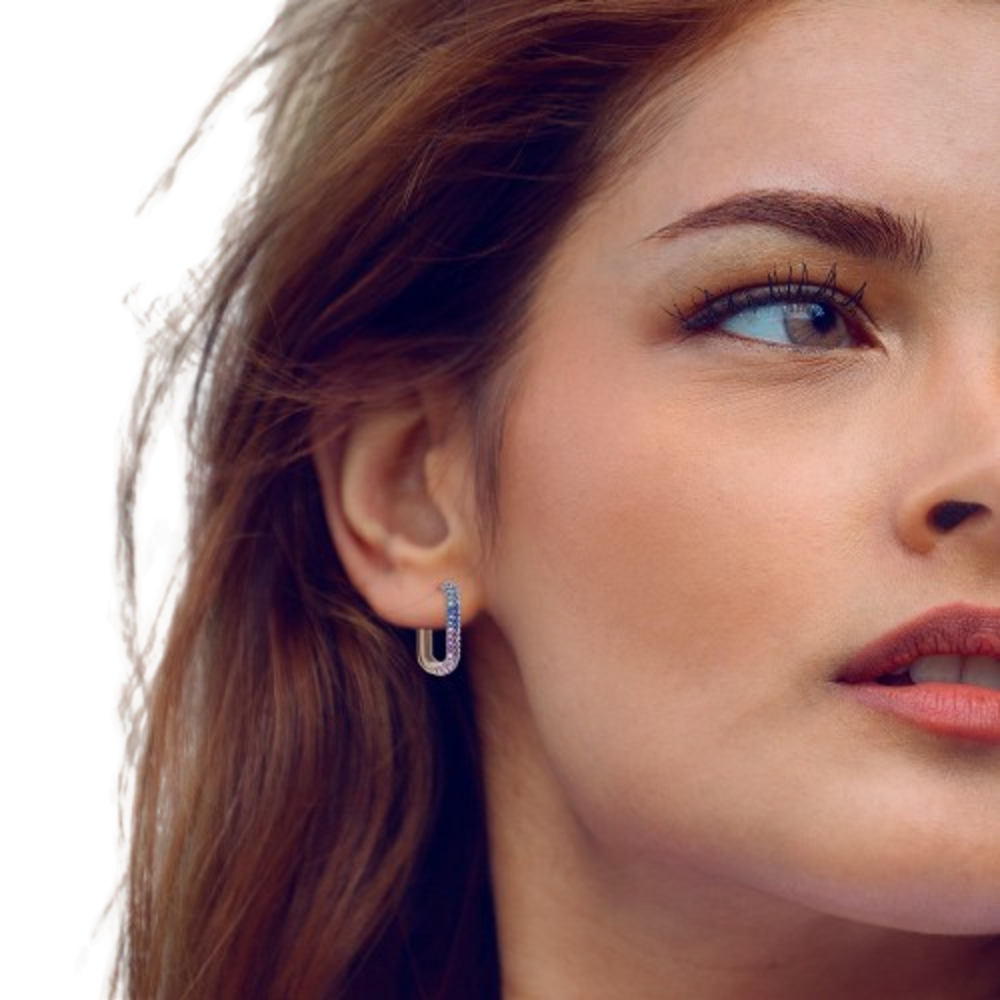 Arete Rectangular de Plata 925 con Gemas de Circón Modelo Hathor