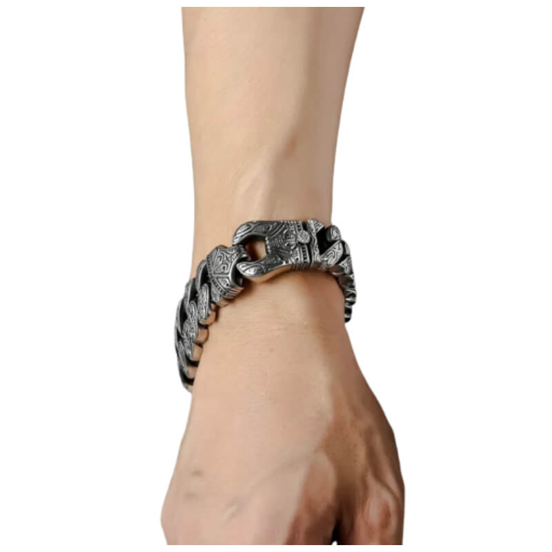 Pulsera Brazalete Labrado Estilo Nórdico Para Hombre