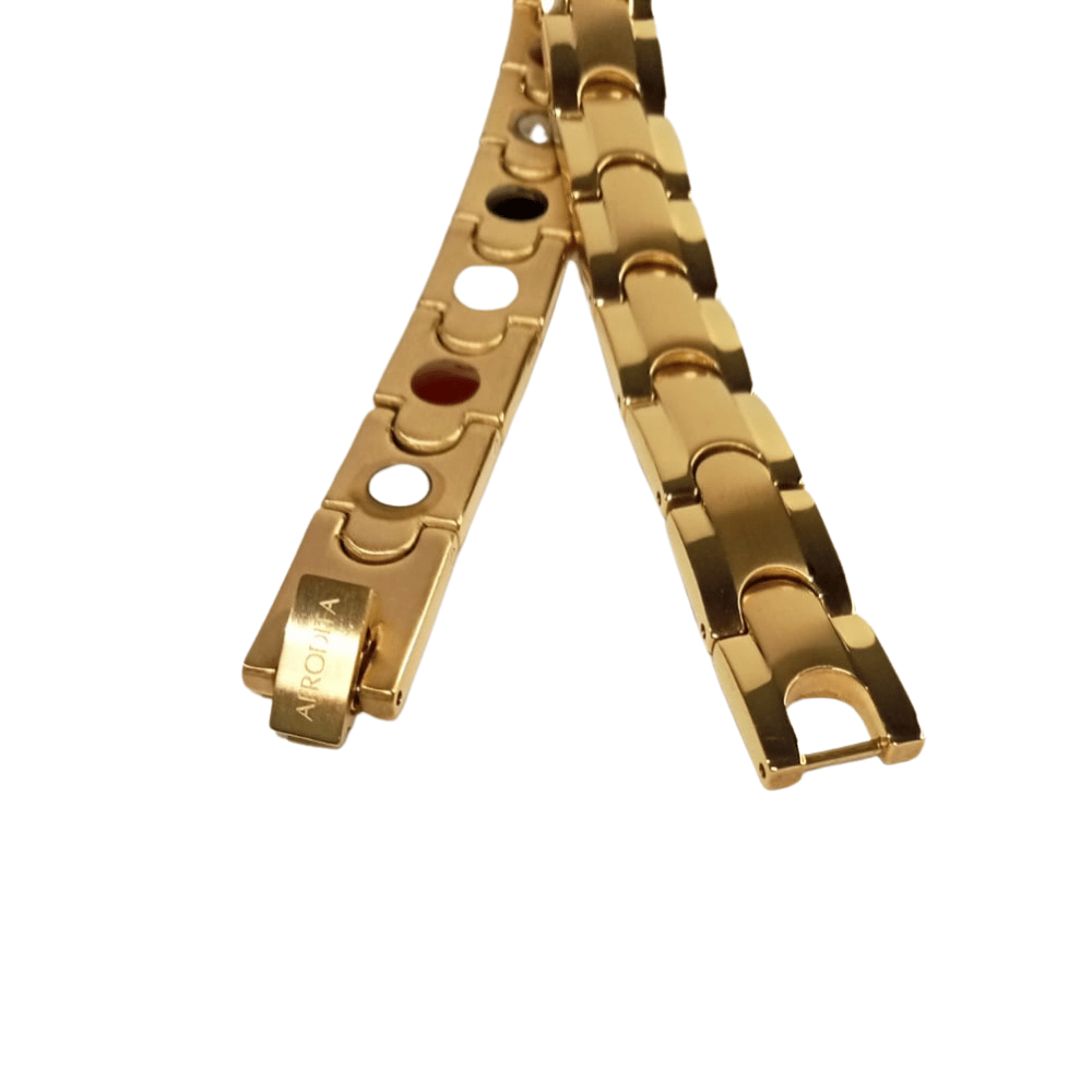 Pulsera Magnética Funcional Titanio Dorado Modelo YSB-158