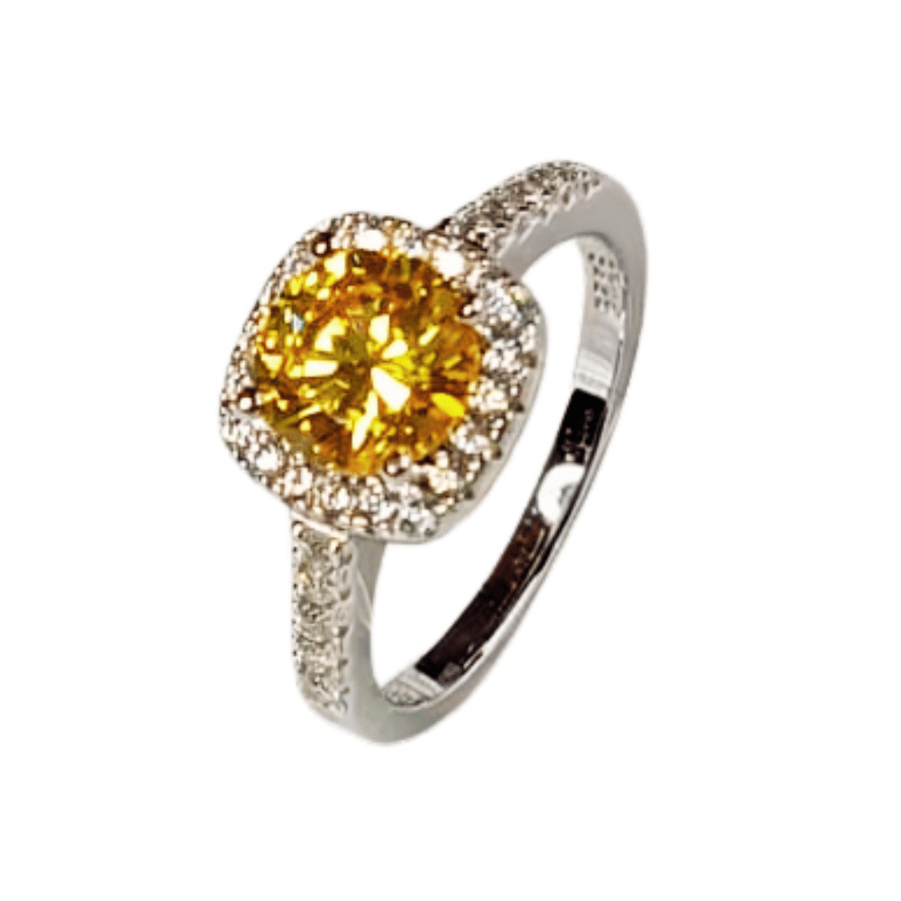 Anillo de Compromiso de Plata Bañado en Oro Blanco ECF887