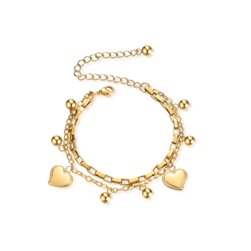 Pulsera Multicapa Cadena Fígaro Dorada de Mujer Bañado en Oro
