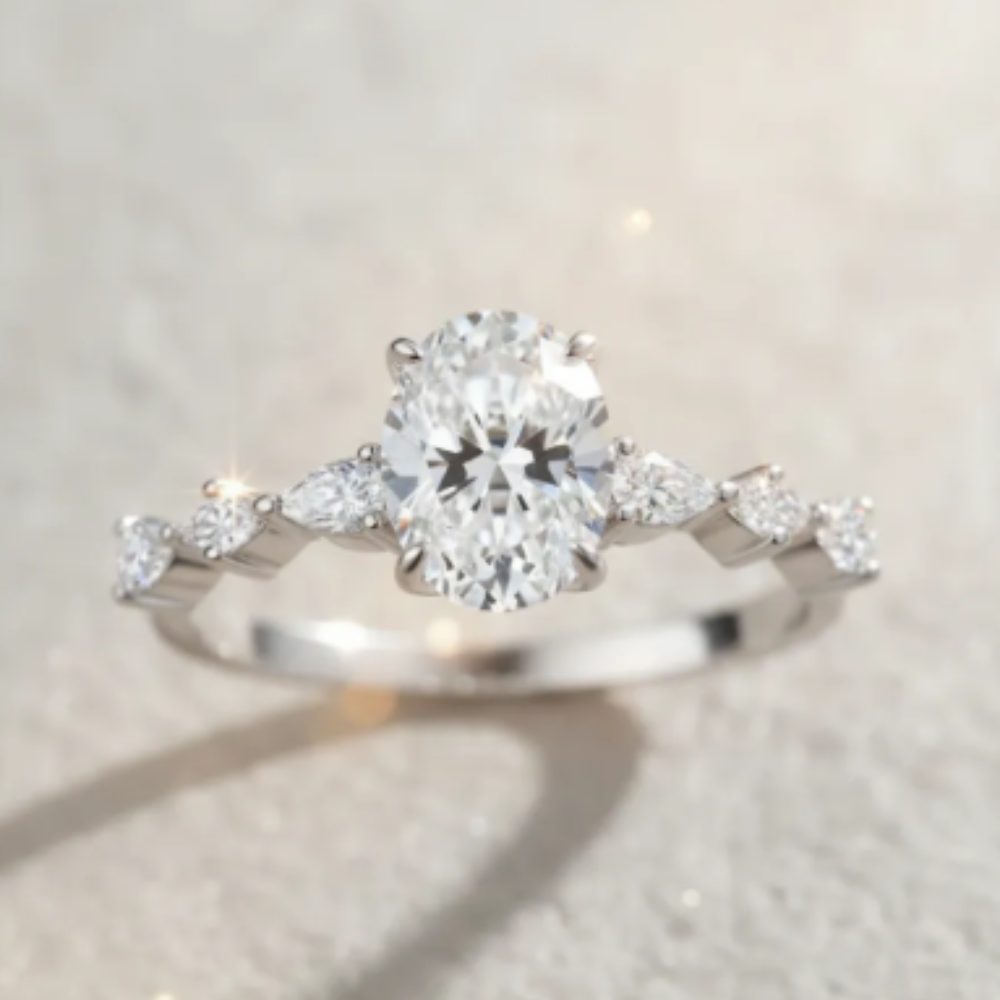 Anillo De Compromiso Afrodita 379 Plata Maciza Bañado En Oro Blanco