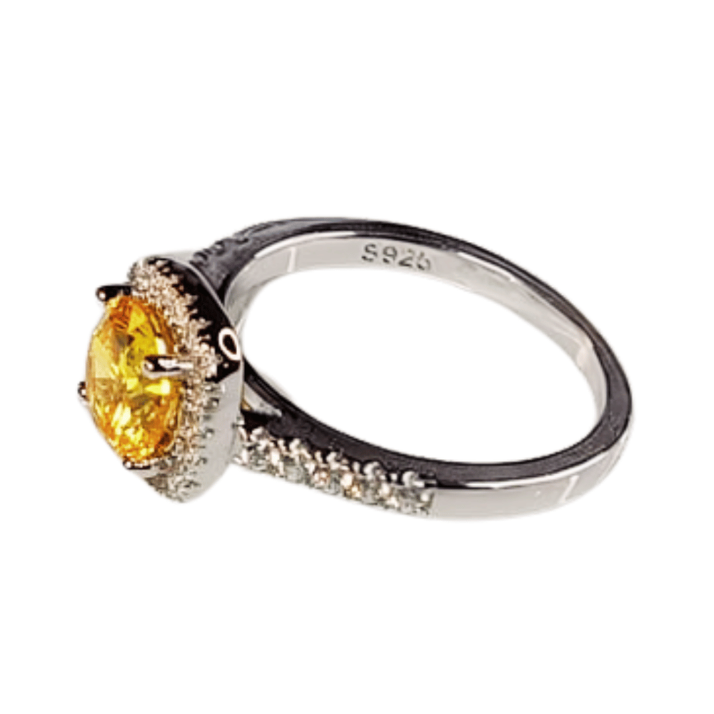 Anillo de Compromiso de Plata Bañado en Oro Blanco ECF887