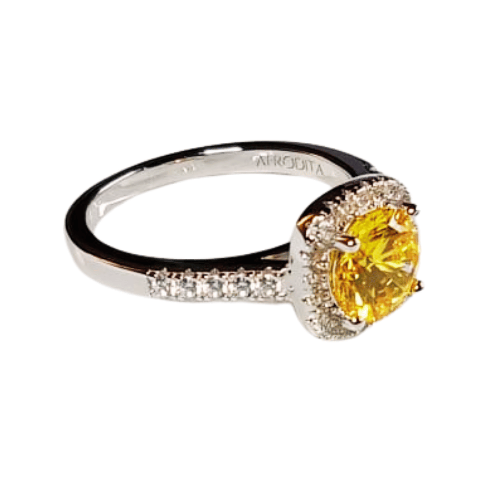 Anillo de Compromiso de Plata Bañado en Oro Blanco ECF887