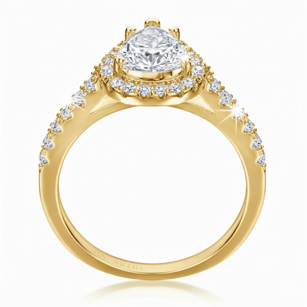 Anillo de Compromiso Afrodita 370 Plata Maciza Bañado en Oro 18k