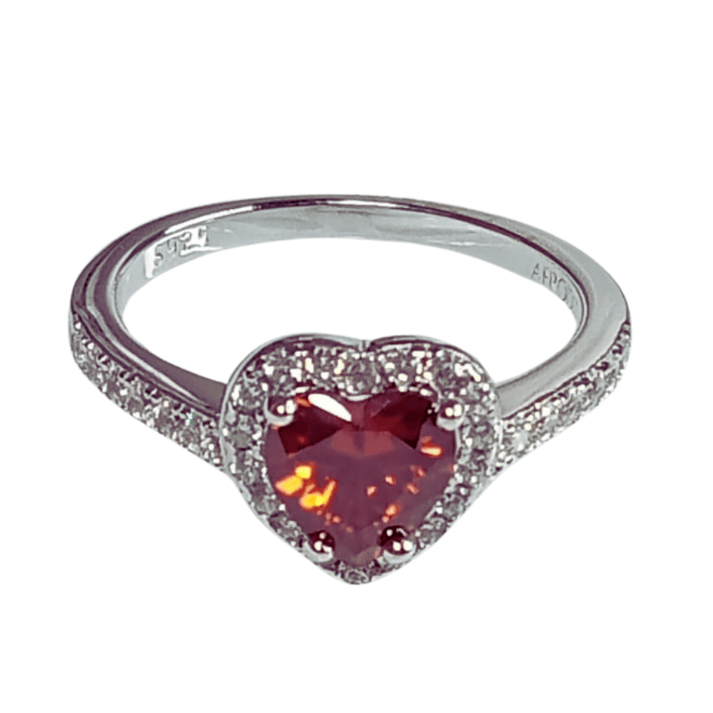 Anillo de Compromiso de Plata Bañado en Oro Blanco Modelo 614 Rubí - Plata - 6