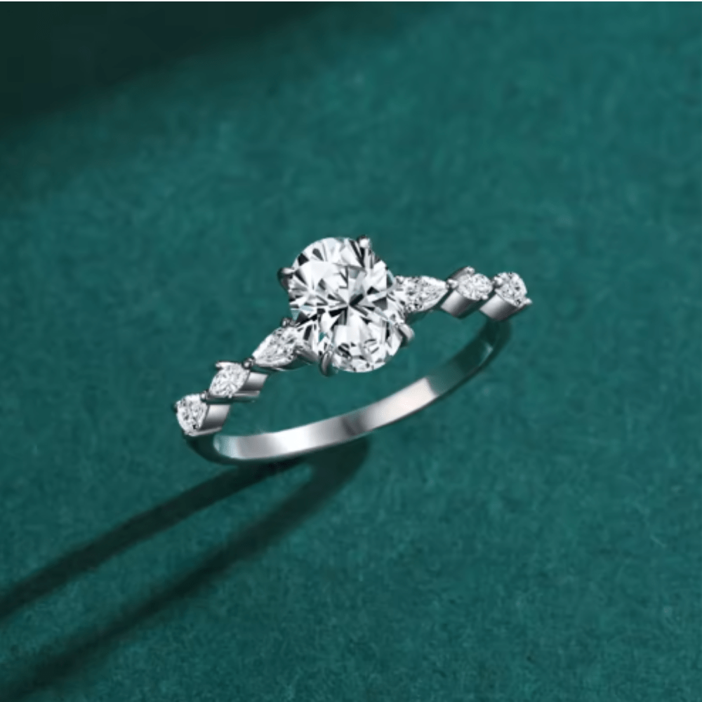 Anillo De Compromiso Afrodita 379 Plata Maciza Bañado En Oro Blanco