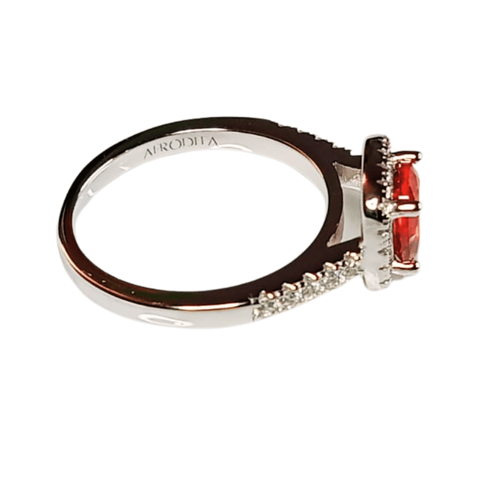 Anillo de Compromiso de Plata Bañado en Oro Blanco ECF888