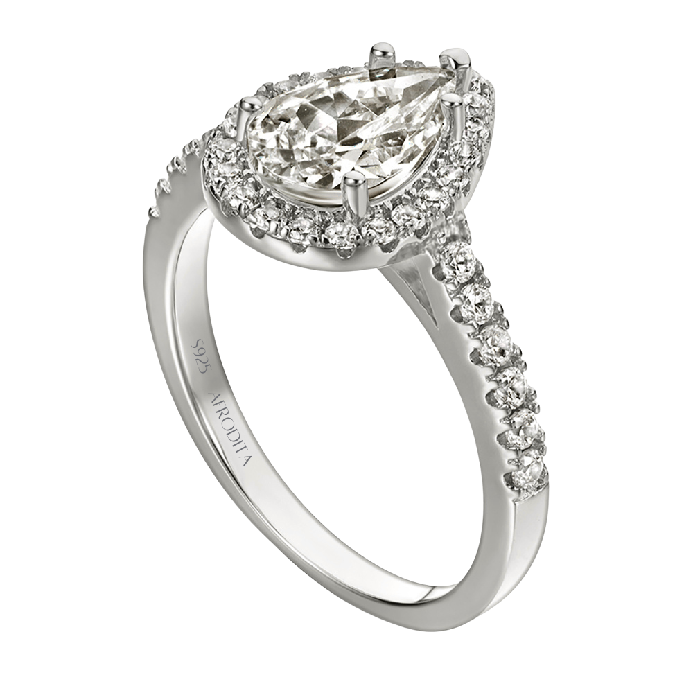 Anillo de Compromiso Afrodita 369 Plata Maciza Bañado en Oro Blanco