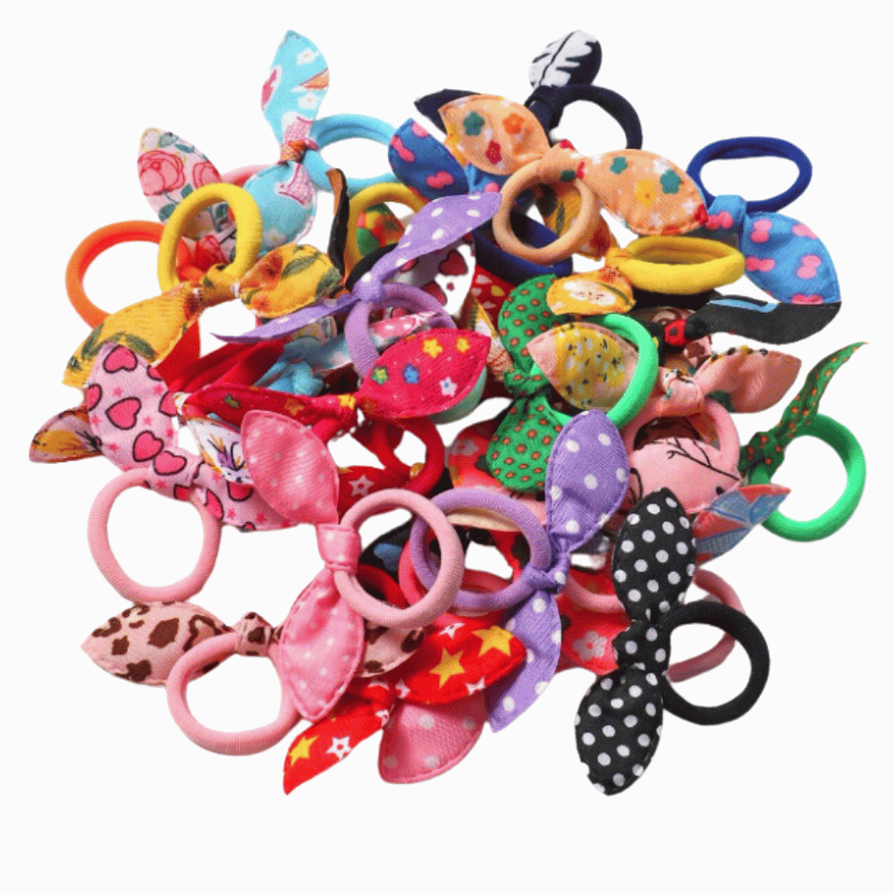 Set X 40 Lazos Elásticos Con Diseño Para Niñas