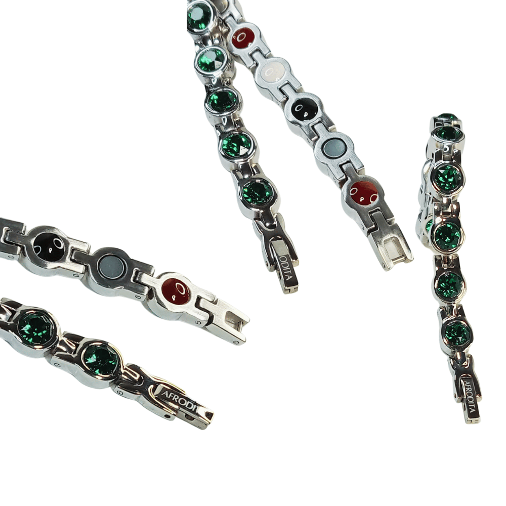 Pulsera Magnética Saludable Con Brillantes de Swarovski Green