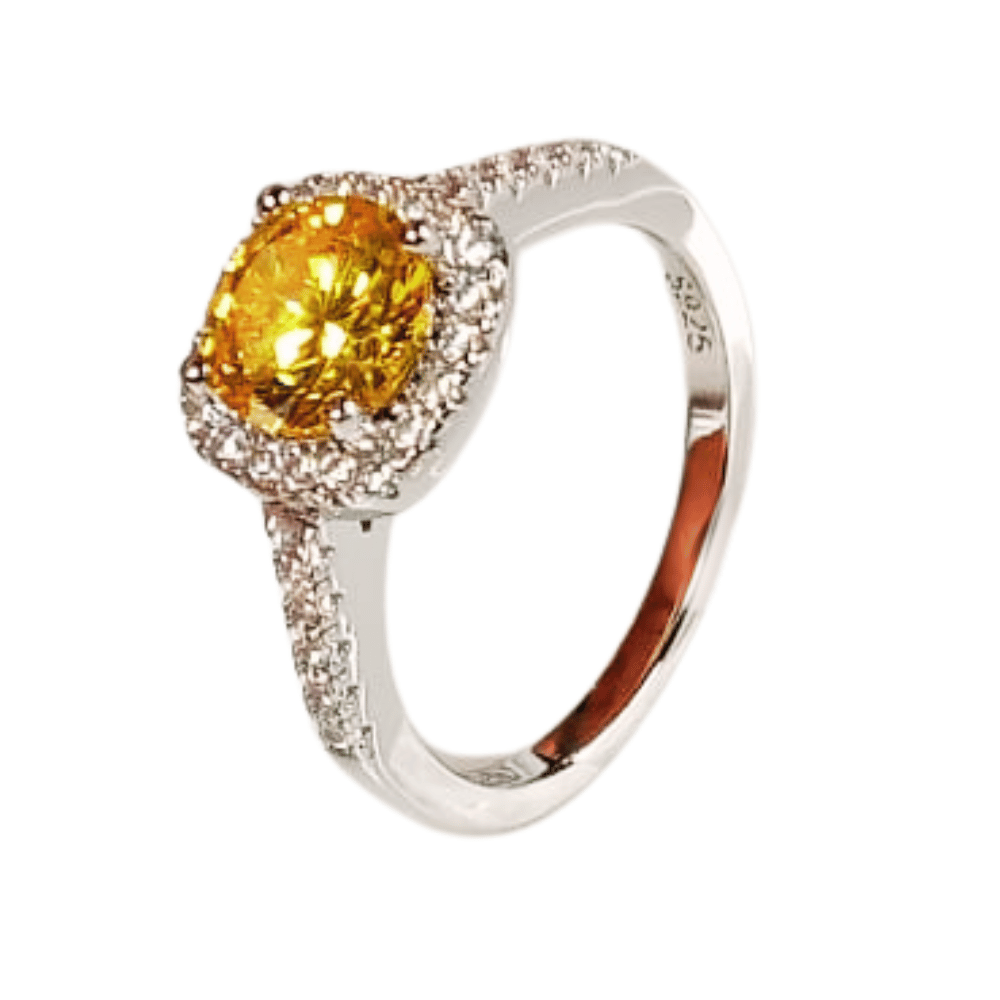 Anillo de Compromiso de Plata Bañado en Oro Blanco ECF887 - Plata - 6