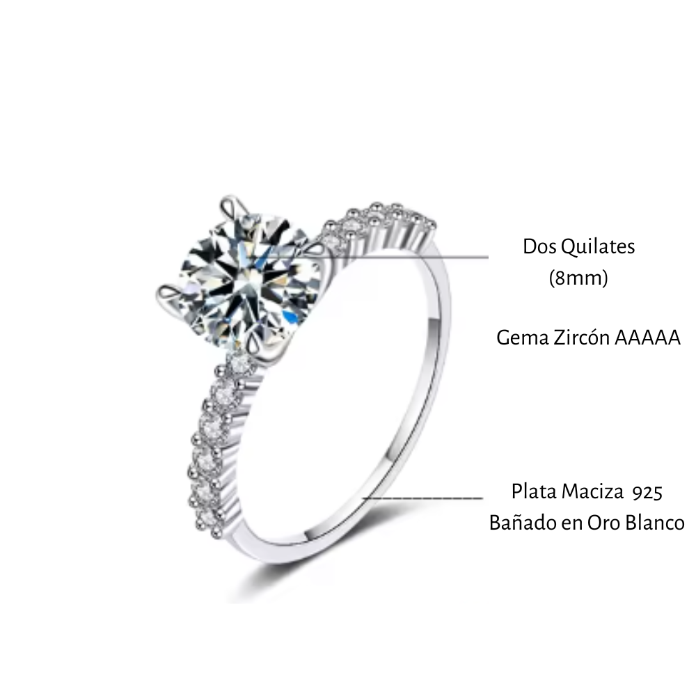 Anillo De Compromiso Afrodita 377 Plata Maciza Bañado En Oro Blanco