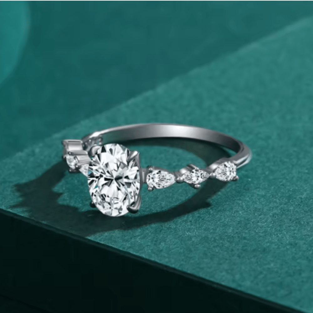 Anillo De Compromiso Afrodita 379 Plata Maciza Bañado En Oro Blanco