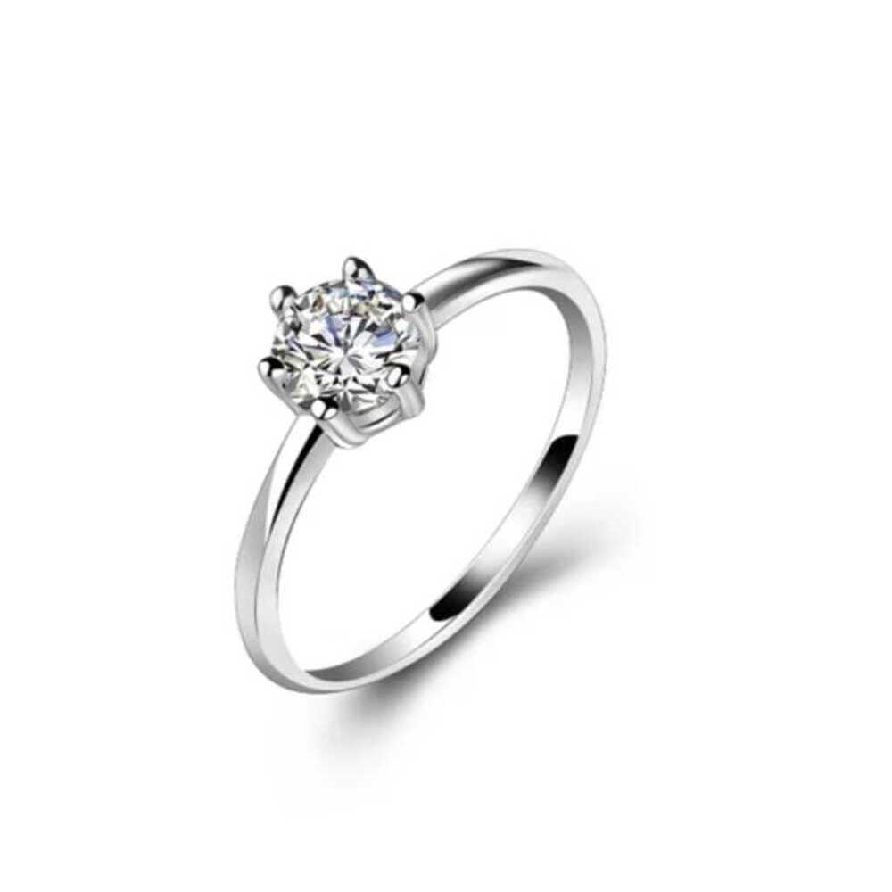 Anillo de Compromiso de Plata Bañado en Oro Blanco 18k Modelo 356