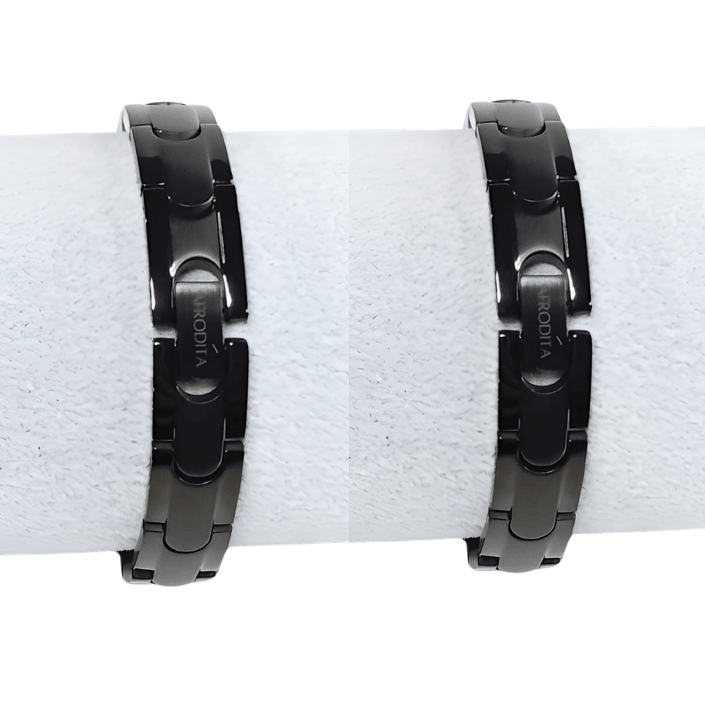 Pulsera Magnética Saludable Negra Titanio con Infrarrojo Lejano