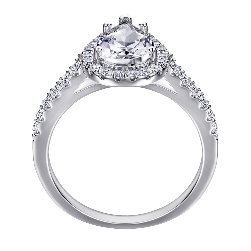 Anillo de Compromiso Afrodita 369 Plata Maciza Bañado en Oro Blanco