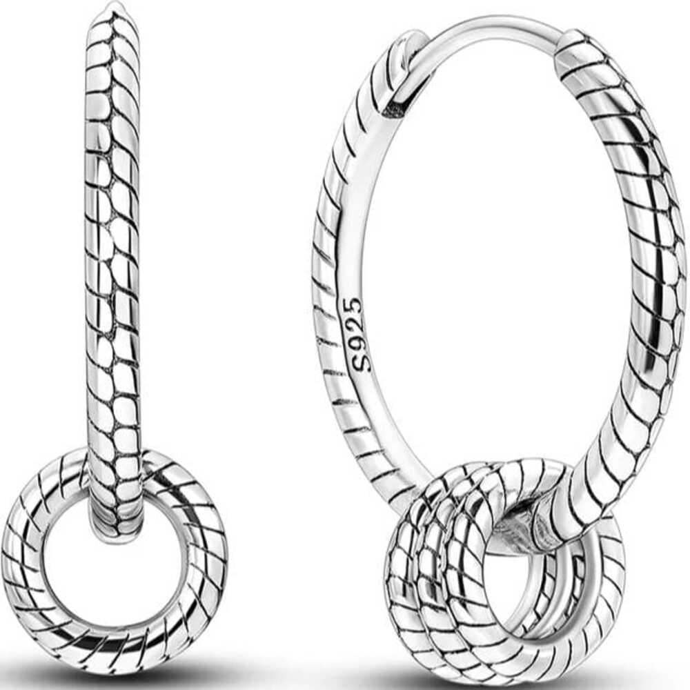 Arete de Argollas de Plata 925 Modelo Isis - Plateado - Estandar