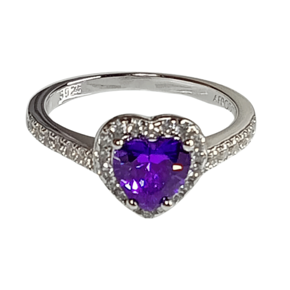 Anillo de Compromiso de Plata Bañado en Oro Blanco Modelo 614 Amatista - Plata - 6