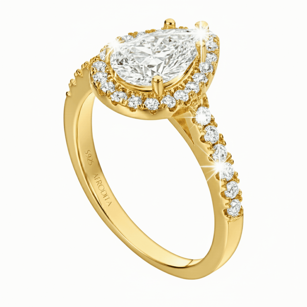 Anillo de Compromiso Afrodita 370 Plata Maciza Bañado en Oro 18k