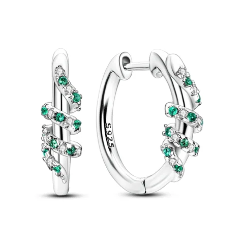 Arete de Argolla de Plata 925 con Gemas de Zircón Verde