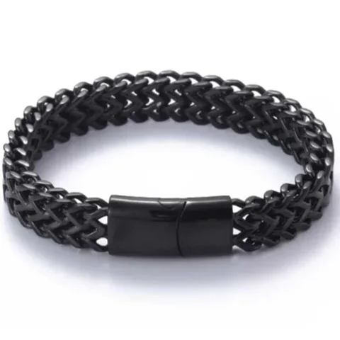 Brazalete Pulsera de Titanio Doble Capa Hombre 1602 Negro