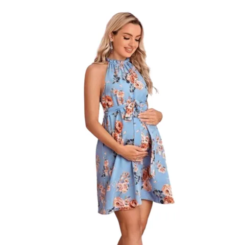 Vestido de Maternidad con Cinturón Floral
