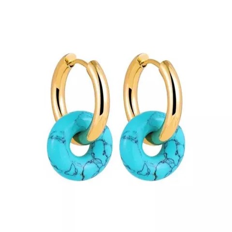 Aretes Marmoleado para Mujer Bañados en Oro 18K