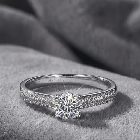Anillo De Compromiso Afrodita 374 Plata Maciza Bañado En Oro
