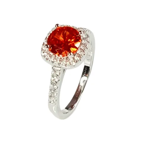 Anillo de Compromiso de Plata Bañado en Oro Blanco ECF888