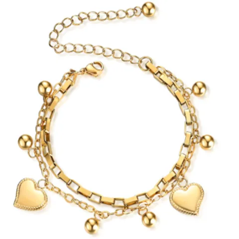 Pulsera Multicapa Cadena Fígaro Dorada de Mujer Bañado en Oro
