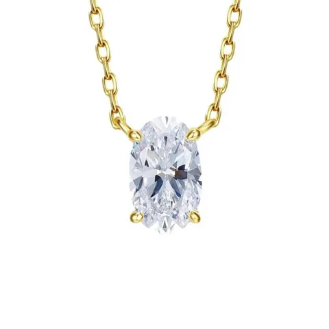 Collar de Mujer Bañado en Oro con Gema Ovalada de Zircon
