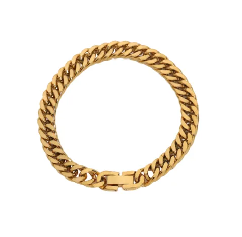 Pulsera Cadena Strong Dorada Bañada En Oro