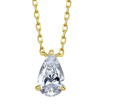 Collar de Mujer Bañado en Oro con Gema Gota de Zircon