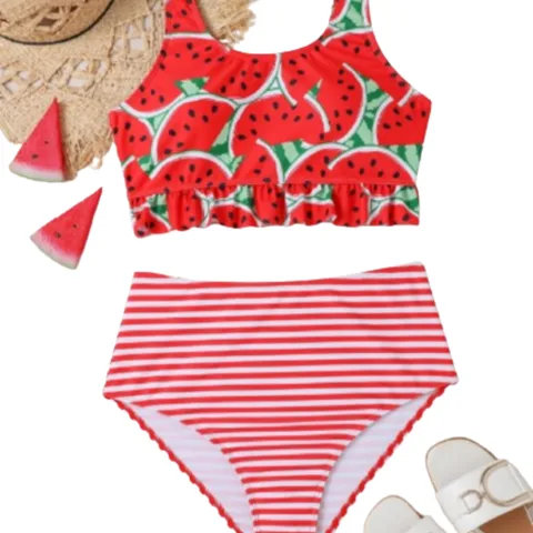 Ropa de Baño 2 Piezas Conjunto de Bikini con Estampado de Sandía