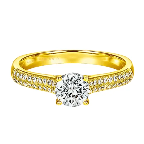 Anillo de Compromiso Afrodita 375 Plata Maciza Bañado en Oro 18k