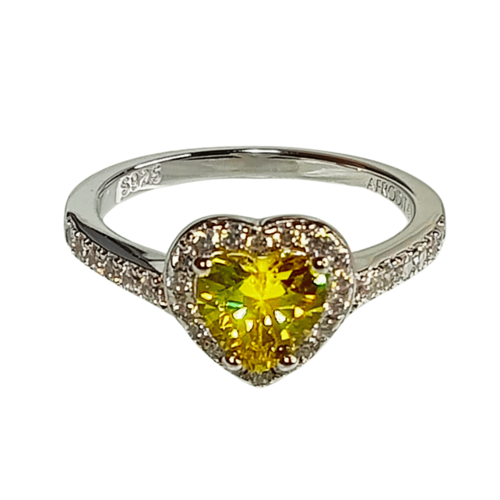 Anillo de Compromiso de Plata Bañado en Oro Blanco Modelo 614 Ámbar - Plata - 6